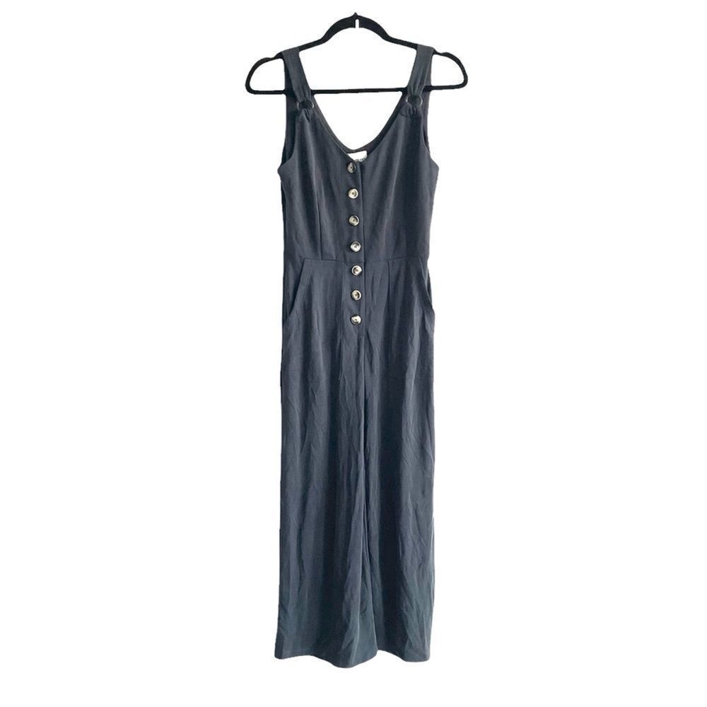 HEARTLOOM Sleeveless Summer Wide Leg Cropped Pants Jumpsuit Romper Navy Blue XS